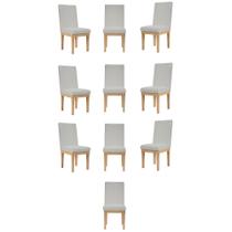 Kit 10 Cadeiras Estofada Reforçada Decorativa Mesa Em Linho