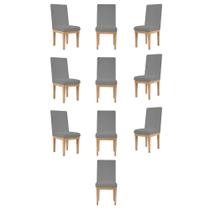 Kit 10 Cadeiras Estofada Reforçada Decorativa Mesa Em Linho