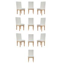 Kit 10 Cadeiras Estofada Reforçada Decorativa Mesa Em Linho