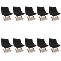 Kit 10 Cadeiras Estofadas Giratória para Sala de Jantar Lia Linho Preto - Ibiza