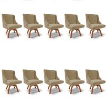 Kit 10 Cadeiras Estofadas Giratória para Sala de Jantar Lia Suede Marrom RT - Ibiza
