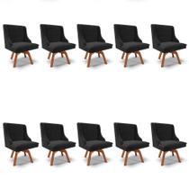 Kit 10 Cadeiras Estofadas Giratória para Sala de Jantar Lia Suede Preto - Ibiza