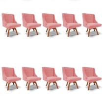 Kit 10 Cadeiras Estofadas Giratória para Sala de Jantar Lia Suede Rosê - Ibiza