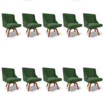 Kit 10 Cadeiras Estofadas Giratória para Sala de Jantar Lia Suede Verde - Ibiza