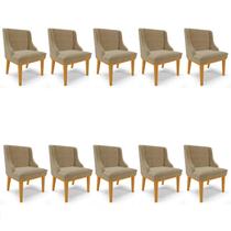 Kit 10 Cadeiras Estofadas para Sala de Jantar Base Fixa de Madeira Castanho Lia Suede Marrom Rt - Ibiza Kit 10 Cadeiras Estofadas para Sala de Jantar Base Fixa de Madeira Castanho Lia Suede Marrom Rt - Ibiza