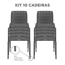 KIT 10 Cadeiras Fixas Ergoplax Secretária 4 Pés Slim Preta Plaxmetal KIT 10 Cadeiras Fixas Ergoplax Secretária 4 Pés Slim Preta Plaxmetal