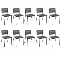 Kit 10 Cadeiras Fixas Escritório Multiuso Niala Plaxmetal NR17 Preto
