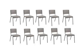 Kit 10 Cadeiras Fixas Multiuso Niala Plaxmetal NR17 Basalto (Cinza)