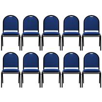 Kit 10 Cadeiras Hoteleiras Auditório Empilhável Linho M23 Azul - Mpozenato