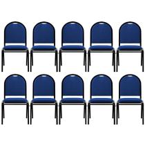 Kit 10 Cadeiras Hoteleiras Auditório Empilhável Linho M23 Azul - Mpozenato