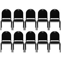 Kit 10 Cadeiras Hoteleiras Auditório Empilhável Linho M23 Preto - Mpozenato