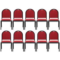 Kit 10 Cadeiras Hoteleiras Auditório Empilhável Linho M23 Vermelho - Mpozenato