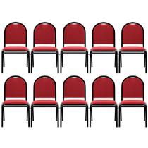 Kit 10 Cadeiras Hoteleiras Auditório Empilhável Linho M23 Vermelho - Mpozenato