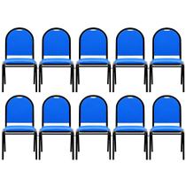 Kit 10 Cadeiras Hoteleiras Auditório Empilhável Sintético M23 Azul - Mpozenato