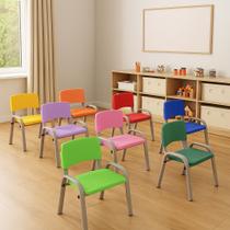 Kit 10 Cadeiras Infantil Iso, Escola, Base Cinza-Variados