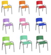 Kit 10 Cadeiras Infantil Iso, Escola, Base Cinza-Variados