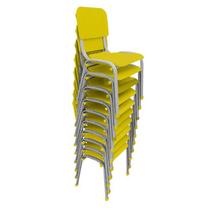 Kit 10 Cadeiras Infantil Polipropileno LG flex Reforçada Empilhável WP Kids Amarela