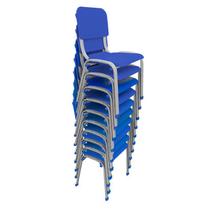 Kit 10 Cadeiras Infantil Polipropileno LG flex Reforçada Empilhável WP Kids Azul