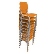 Kit 10 Cadeiras Infantil Polipropileno LG flex Reforçada Empilhável WP Kids Laranja