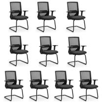 Kit 10 Cadeiras Interlocutor Office Chicago Fixa
