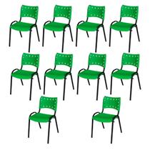Kit 10 Cadeiras Iso Fixa Empilhável Escola Igreja Salão