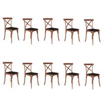 Kit 10 Cadeiras Katrina Assento Corano Preto Aço Cobre