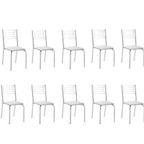 Kit 10 Cadeiras Nanda Cromada material sintético Branco Kit 10 Cadeiras Nanda Cromada material sintético Branco