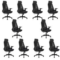 Kit 10 Cadeiras Office Diretor Toledo com Apoia Cabeça e Braços 3d Nr17