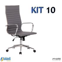 Kit 10 Cadeiras Office Sevilha PU Alta Várias Cores - Rivatti