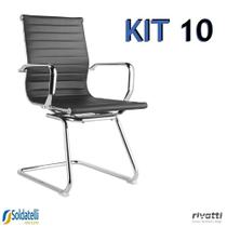 Kit 10 Cadeiras Office Sevilha PU Baixa Base Fixa Várias Cores - Rivatti Kit 10 Cadeiras Office Sevilha PU Baixa Base Fixa Várias Cores - Rivatti
