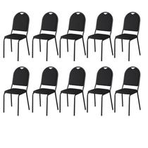 Kit 10 Cadeiras para Escritório Auditório Hotel Fixa Empilhável