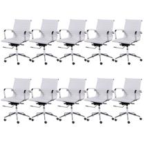 Kit 10 Cadeiras para Escritório Diretor Esteirinha com Relax material sintético 3301 OR Design