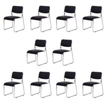 Kit 10 Cadeiras para Escritório Fixa Interlocutor Cromada Dubai OR Design