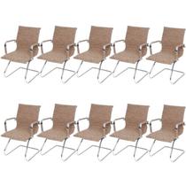 Kit 10 Cadeiras para Escritório Interlocutor Base Fixa Esteirinha material sintético 3301