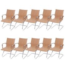 Kit 10 Cadeiras para Escritório Interlocutor Base Fixa Esteirinha material sintético 3301