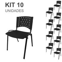 Kit 10 Cadeiras Plásticas 04 pés - COR PRETO - 24001 - REALPLAST
