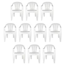 Kit 10 Cadeiras Poltrona Plástica Empilhavel Reforçada 182kg Mor