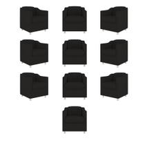 Kit 10 Cadeiras Poltronas Decorativas Sala De Espera Clinica Tecido Cor:preto Kit 10 Cadeiras Poltronas Decorativas Sala De Espera Clinica Tecido Cor:preto