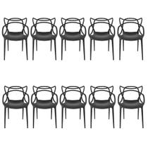 Kit 10 Cadeiras Reforçadas Empilhavel Masters Allegra Jardim Churrasqueira Sala Cozinha Jantar - Preto Kit 10 Cadeiras Reforçadas Empilhavel Masters Allegra Jardim Churrasqueira Sala Cozinha Jantar - Preto