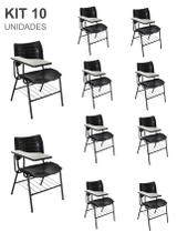 KIT 10 Cadeiras Universitárias PRETA com porta livros - Mastcmol