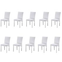Kit 10 Cadeiras Vitória para Sala de Jantar-Assento Sintético Branco