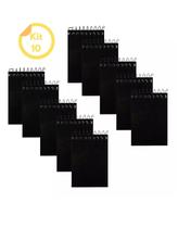 Kit 10 Caderneta Bloco De Anotações Preta Folhas Pautadas