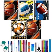 Kit 10 Caderno Balls Capa Dura 80 Folhas Arame + 40 Itens
