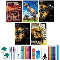 Kit 10 Caderno Dino Brochurão Capa Dura 96 Folhas+ 36 Itens Kit 10 Caderno Dino Brochurão Capa Dura 96 Folhas+ 36 Itens