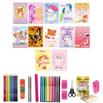 Kit 10 Caderno Grande Diferente 96 Fls Capa Dura C/ 38 Itens Kit 10 Caderno Grande Diferente 96 Fls Capa Dura C/ 38 Itens