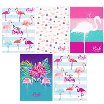 Kit 10 Caderno Grande Flamingo Capa Dura 96 Folhas Costurado