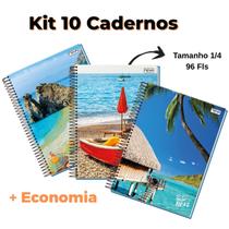 Kit 10 Caderno Pequeno 14x20 80fls Capa Flexível 1/4 Atacado