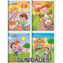 Kit 10 Cadernos Brochurão 60 Folhas Capa Flexível Estampas - Materiais Escolares 130029-10