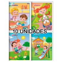 Kit 10 Cadernos Brochurão 96 Folhas Capa Flexível Estampas - Materiais Escolares 130031-10