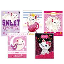 Kit 10 Cadernos Brochurão 96 Folhas Costurado Tema Menina Capa Dura Reforçado